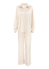 Ivory Drift Satin Relaxed Shirt & Pants Set
