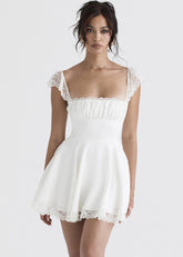 Éloïse Dress White Lace Mini with Corset Back
