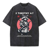 Fought The Good Fight Raccoon Christian Washed T-Shirt