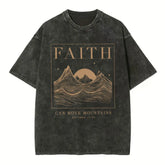 Faith Can Move Mountain Christian Washed T-Shirt