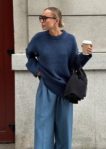 Midnight Blue Relaxed Knit Sweater