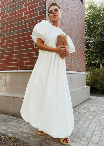 Puff-Sleeve Maxi Dress Effortless Volume
