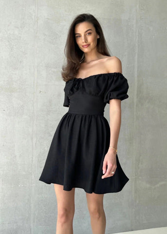 Off-Shoulder Puff Sleeve Mini Dress Feminine & Flirty