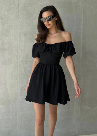 Off-Shoulder Puff Sleeve Mini Dress Feminine & Flirty