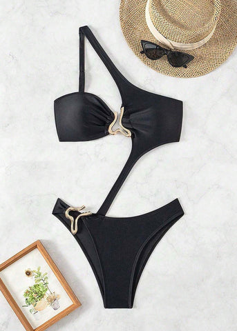 Luxe Asymmetrical Cutout One-Piece Swimsuit