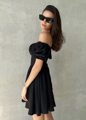 Off-Shoulder Puff Sleeve Mini Dress Feminine & Flirty