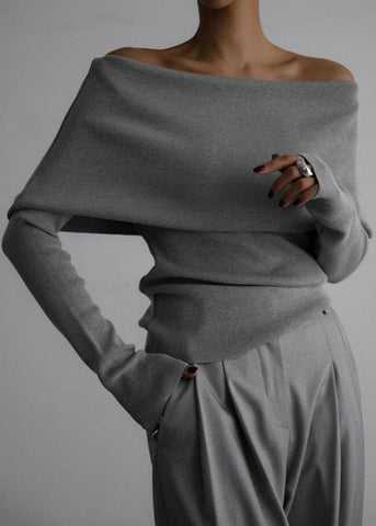 Elegant Off-Shoulder Knit Sweater