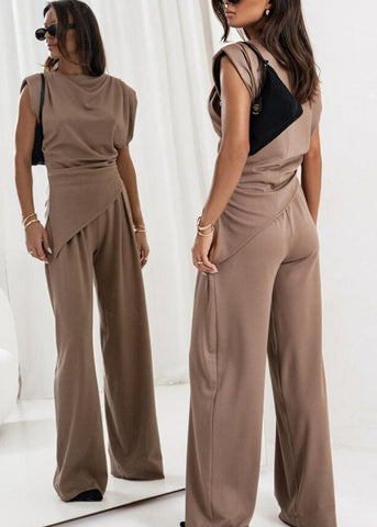 Nova Asymmetric Drape Pants Set