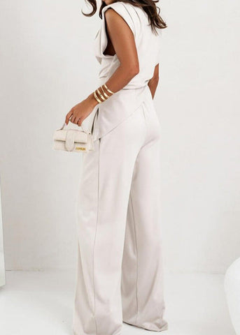 Nova Asymmetric Drape Pants Set