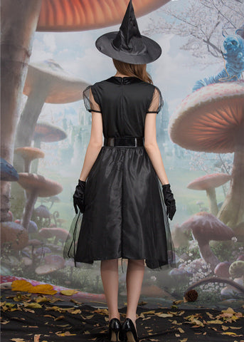 Midnight Enchantress - Women's Black Witch Costume Dress with Hat and Accessories
