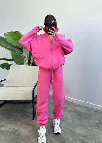 Oversized Zip-Up Hoodie and Jogger Set