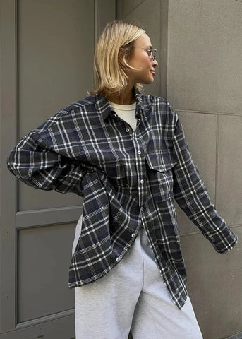 Plaid Oversized Long-Sleeve Shirt Effortless Everyday Style