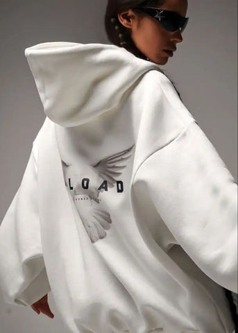 Reload Oversized Hoodie Graphic Back Streetwear Sweatshirt for Women