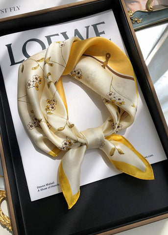 Maribel - Floral Satin Square Scarf