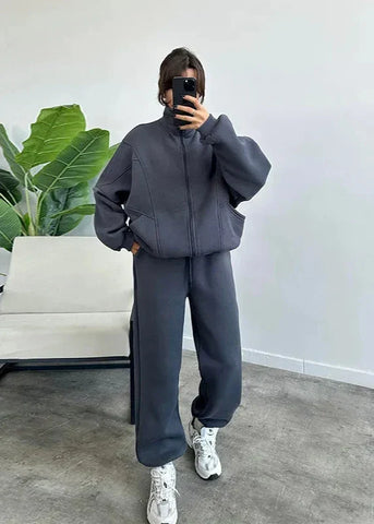 Oversized Zip-Up Hoodie and Jogger Set