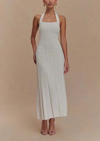 Liora Halter Tie-Back Knit Midi Dress