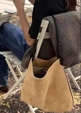 Knotted Handle Suede Tote Bag