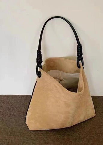 Knotted Handle Suede Tote Bag