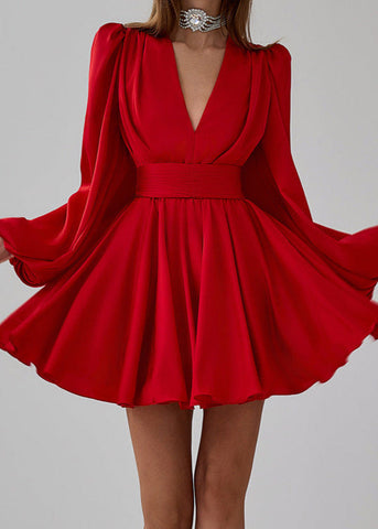 Scarlet Elegance Flare Dress