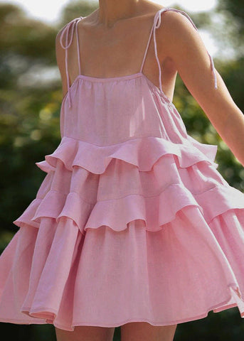 Petal Whimsy - TieRed Ruffle Sundress