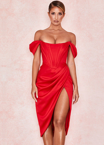 Scarlet Luxe Off-Shoulder Corset Dress