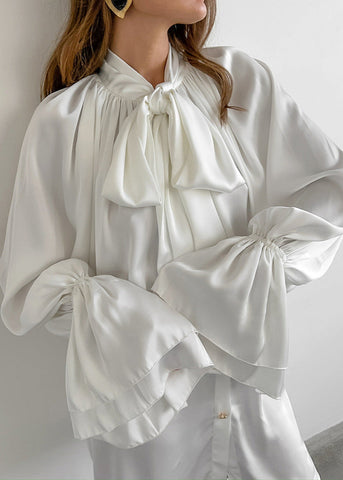 Opulent Grace - Bow Tie Blouse Dress