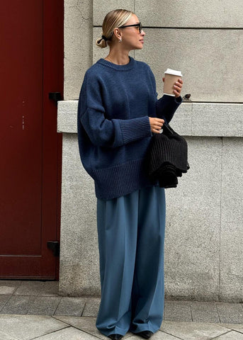 Midnight Blue Relaxed Knit Sweater
