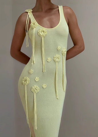 Riviera Bloom - Strappy Knit Midi Dress
