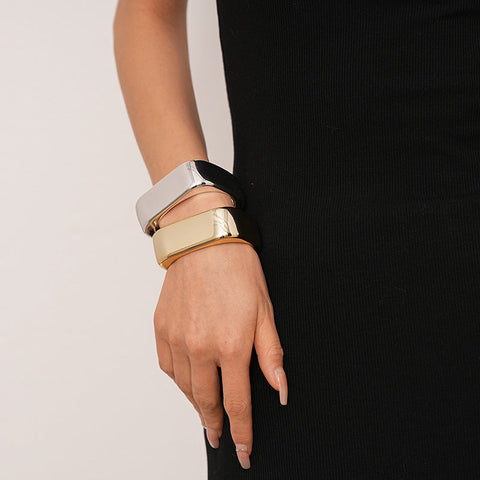 Sculpted Square Cuff Bracelet Bold Minimalist Statement