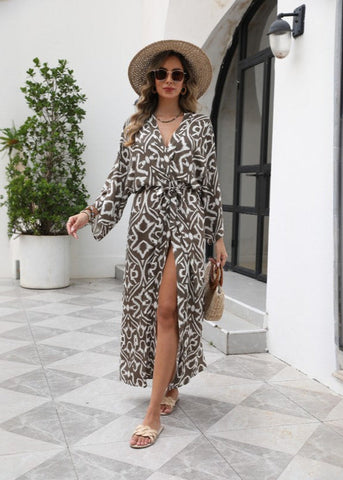 Sahara Breeze - Ikat Print Maxi Kimono
