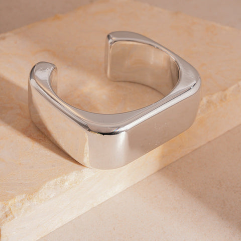 Sculpted Square Cuff Bracelet Bold Minimalist Statement