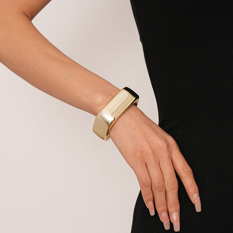 Sculpted Square Cuff Bracelet Bold Minimalist Statement