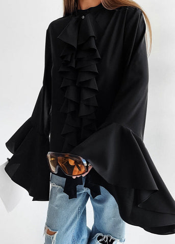 Noir Drama - Ruffled Statement Blouse