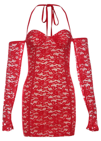 Scarlet Desire - Lace Halter Mini Dress