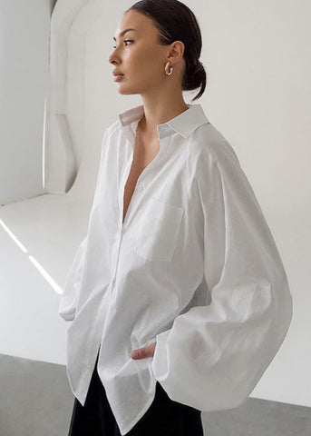 Elara Oversized Cotton Button-Up Shirt