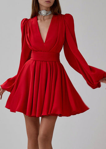 Scarlet Elegance Flare Dress
