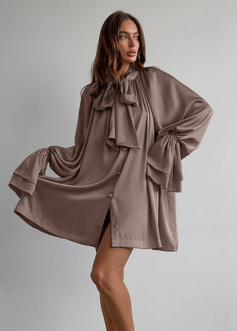 Opulent Grace - Bow Tie Blouse Dress