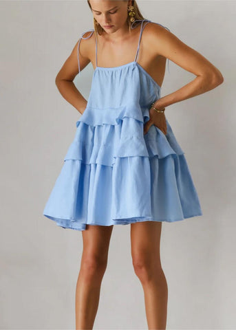 Petal Whimsy - TieRed Ruffle Sundress
