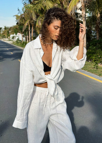 Luna Breezy Lounge Shirt & Wide-Leg Pants Set
