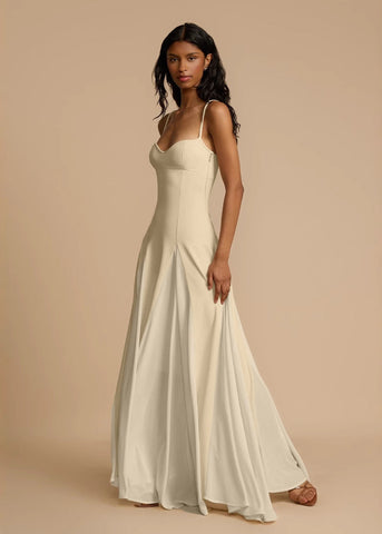 Oyster Bloom Spaghetti Strap Cream Maxi Dress