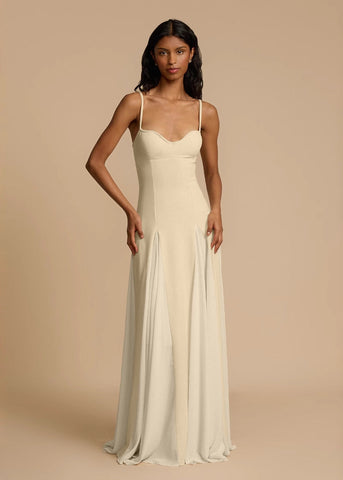 Oyster Bloom Spaghetti Strap Cream Maxi Dress