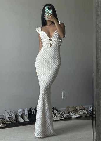 Isla - Crochet Lace Cutout Maxi Dress
