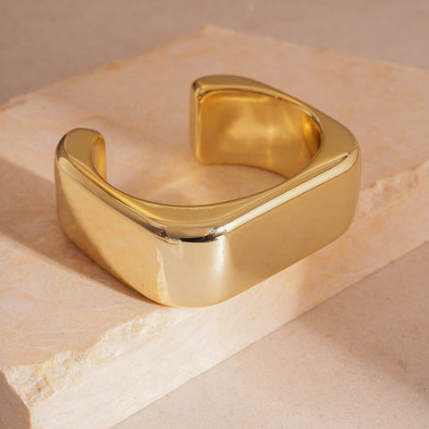 Sculpted Square Cuff Bracelet Bold Minimalist Statement