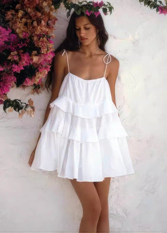 Petal Whimsy - TieRed Ruffle Sundress