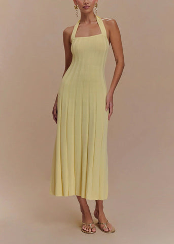 Liora Halter Tie-Back Knit Midi Dress
