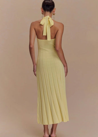Liora Halter Tie-Back Knit Midi Dress