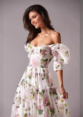 Rosalie Charm - Off-Shoulder Floral Maxi Dress