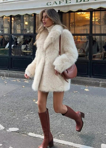 Ivory Plush Faux Fur Coat