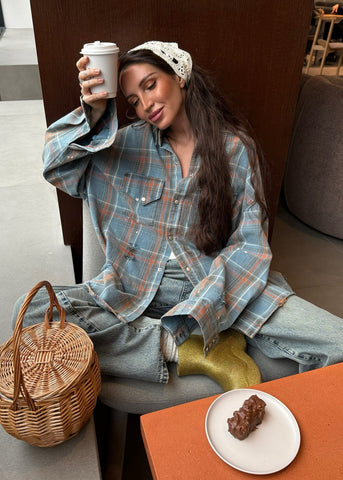 Oversized Plaid Button-Up Shirt