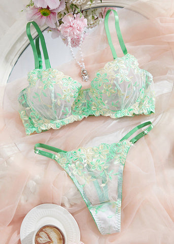 Lilac Blossom Embroidered Lingerie Set